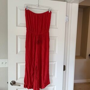 Elan Coral Strapless Jumpsuit